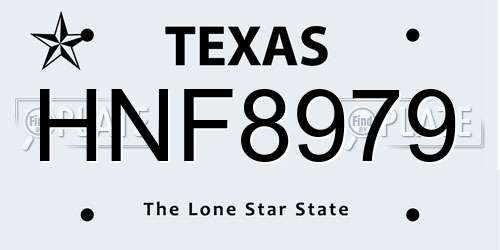 HNF8979 Texas License Plate