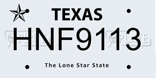 HNF9113 Texas License Plate