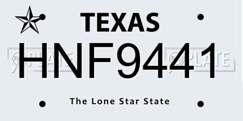 HNF9441 Texas License Plate