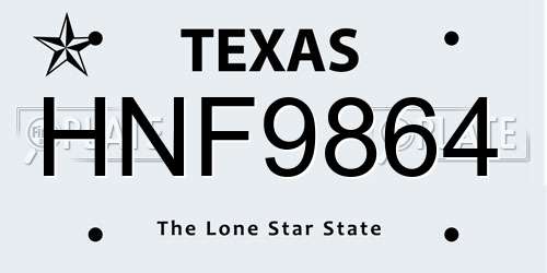 HNF9864 Texas License Plate