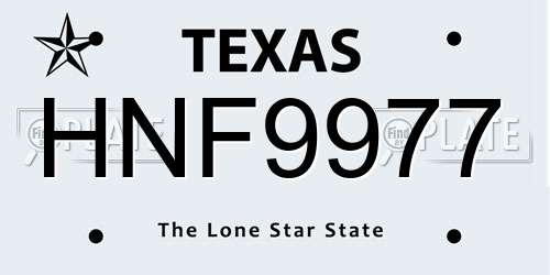 HNF9977 Texas License Plate