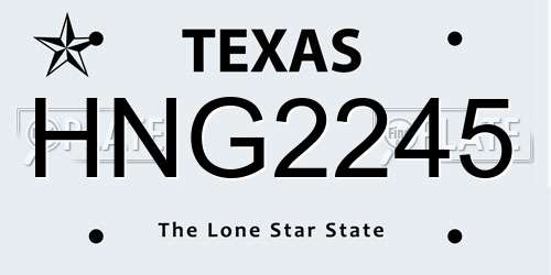 HNG2245 Texas License Plate