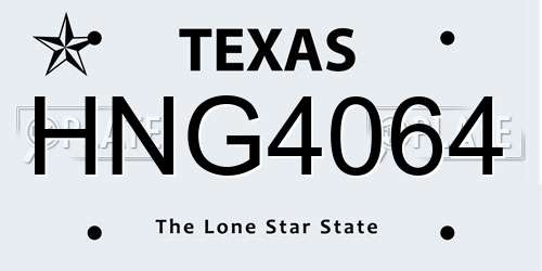 HNG4064 Texas License Plate
