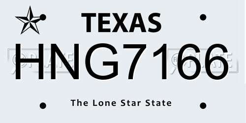 HNG7166 Texas License Plate