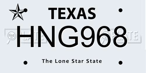 HNG968 Texas License Plate