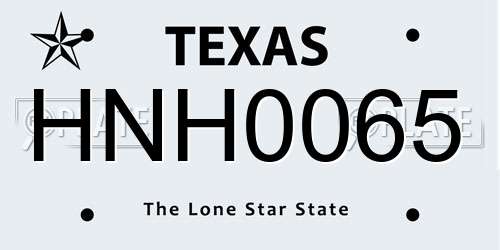 HNH0065 Texas License Plate