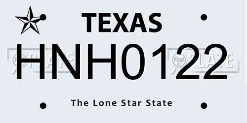 HNH0122 Texas License Plate