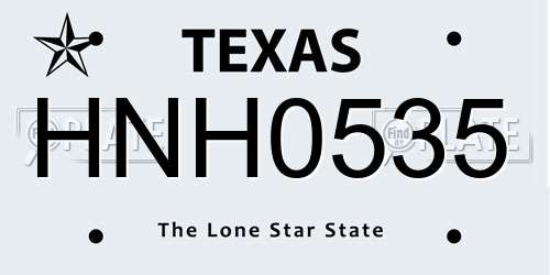 HNH0535 Texas License Plate
