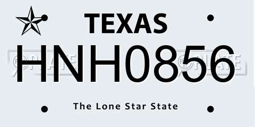 HNH0856 Texas License Plate