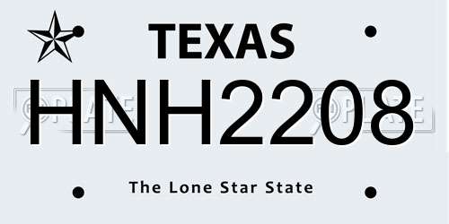 HNH2208 Texas License Plate