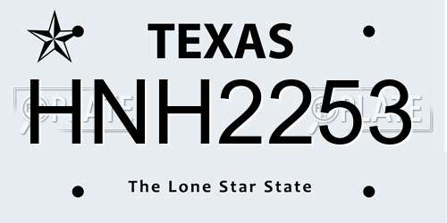 HNH2253 Texas License Plate