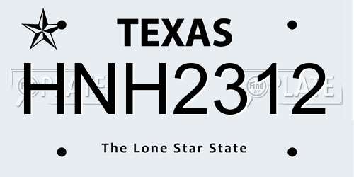 HNH2312 Texas License Plate