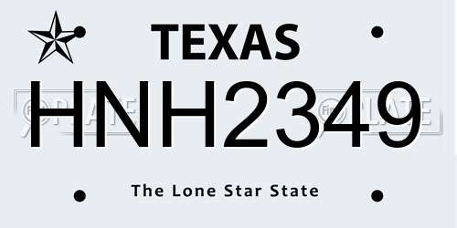 HNH2349 Texas License Plate