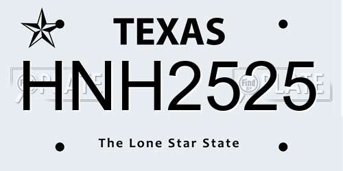 HNH2525 Texas License Plate