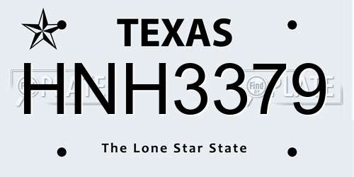 HNH3379 Texas License Plate