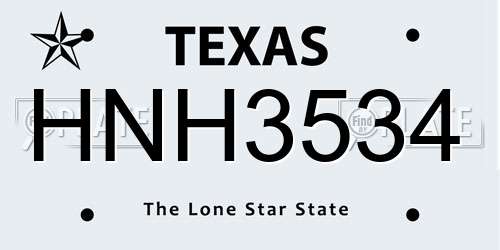 HNH3534 Texas License Plate