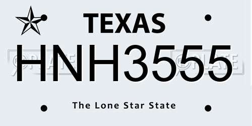 HNH3555 Texas License Plate