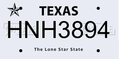 HNH3894 Texas License Plate
