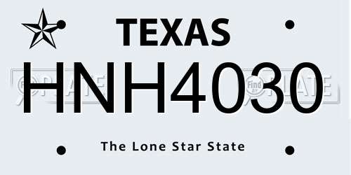 HNH4030 Texas License Plate