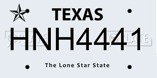 HNH4441 Texas License Plate