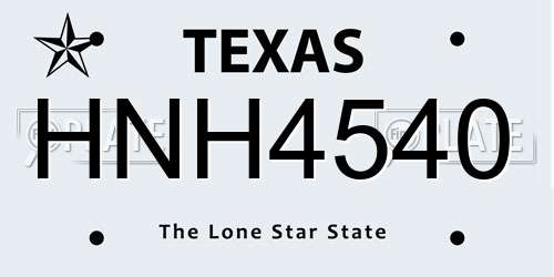 HNH4540 Texas License Plate