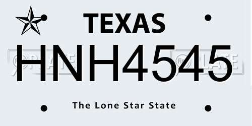 HNH4545 Texas License Plate
