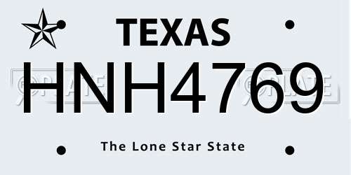 HNH4769 Texas License Plate