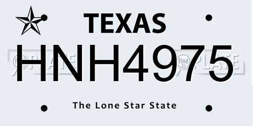 HNH4975 Texas License Plate