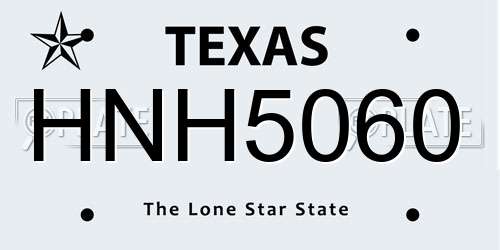 HNH5060 Texas License Plate