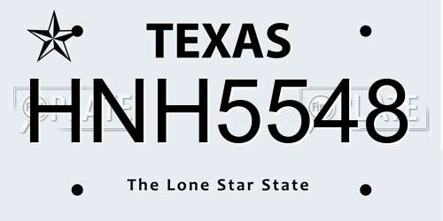 HNH5548 Texas License Plate