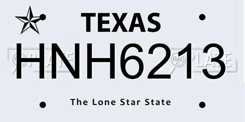 HNH6213 Texas License Plate