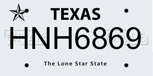 HNH6869 Texas License Plate