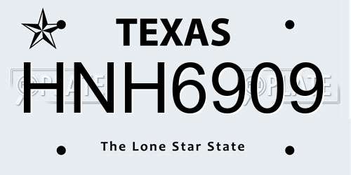 HNH6909 Texas License Plate