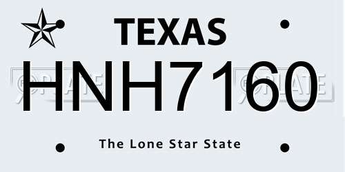 HNH7160 Texas License Plate