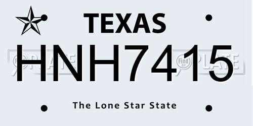 HNH7415 Texas License Plate