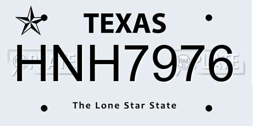 HNH7976 Texas License Plate