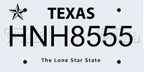 HNH8555 Texas License Plate
