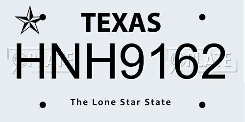 HNH9162 Texas License Plate