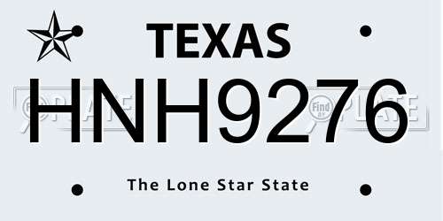 HNH9276 Texas License Plate