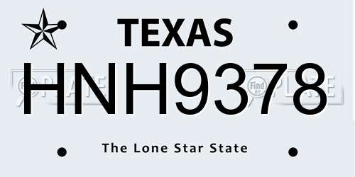 HNH9378 Texas License Plate