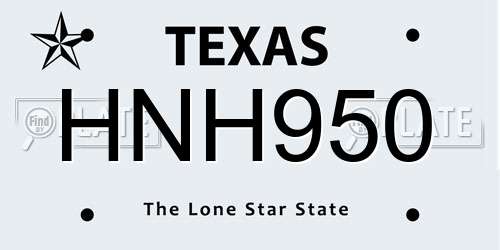 HNH950 Texas License Plate