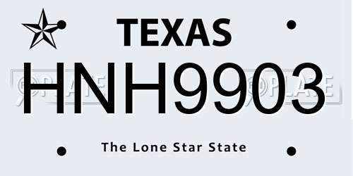 HNH9903 Texas License Plate