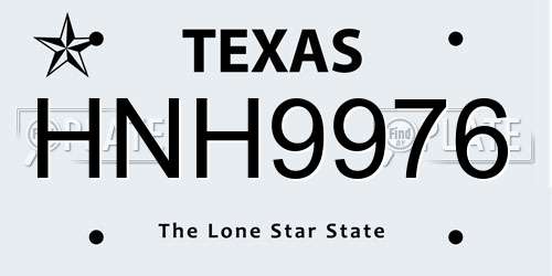 HNH9976 Texas License Plate