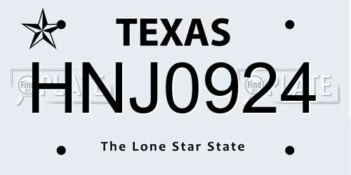 HNJ0924 Texas License Plate
