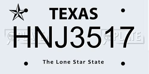 HNJ3517 Texas License Plate