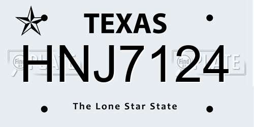 HNJ7124 Texas License Plate