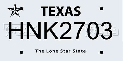 HNK2703 Texas License Plate