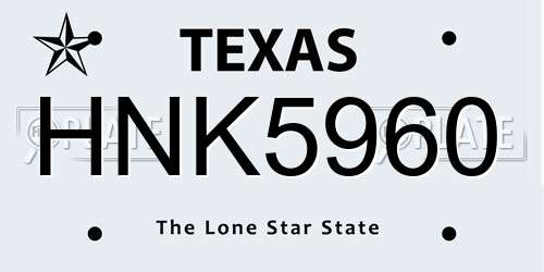 HNK5960 Texas License Plate