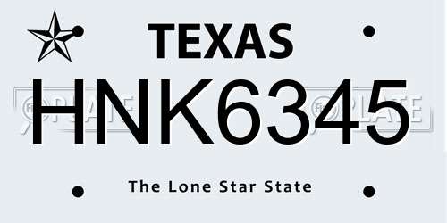 HNK6345 Texas License Plate