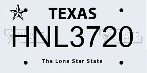 HNL3720 Texas License Plate